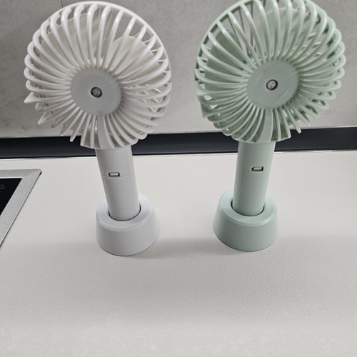 Mini rechargeable USB fan with base, used, set of two