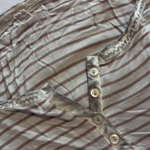 3/4 sleeve blouse, beige and brown
