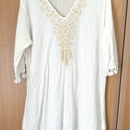 Boho style tunic Achilleas shop size M like new, white