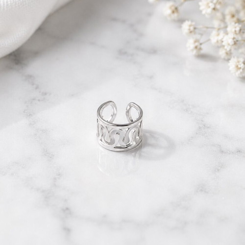 Silver ear cuff stainless steel, new