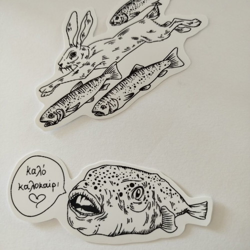 Greek Summer of Λαγοκεφαλος 2026 Handmade Vinyl Stickers Set
