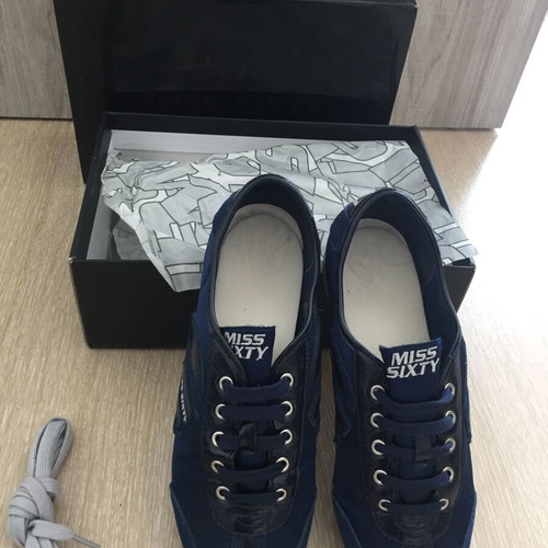 Miss Sixty dark blue satin sneakers used, size 40