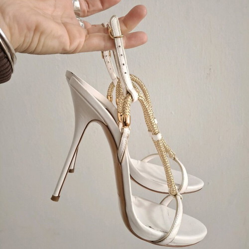 Casadei sandals white and gold used, size 39.5