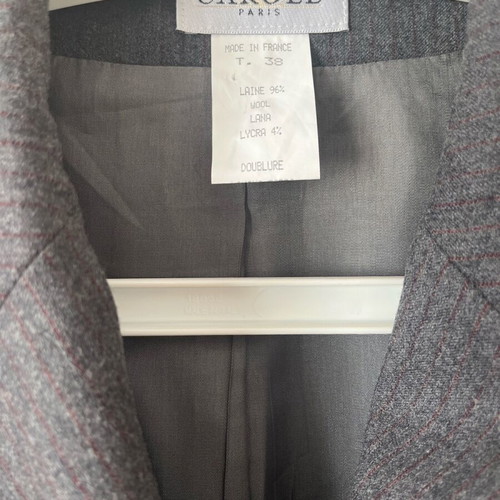 Women's jacket like new, gray with thin burgundy stripes, size M