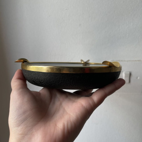 Vintage resin ashtray with dried flowers and gold details