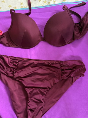 Burgundy swimsuit new, three-piece set with different bottom designs