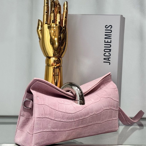 Jacquemus The Valerie clutch bag, pink and gold leather