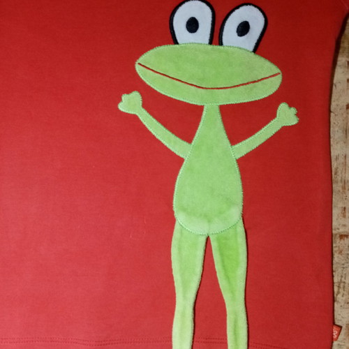 Lip Fish cotton t-shirt with frog like new, red, size 104 cm