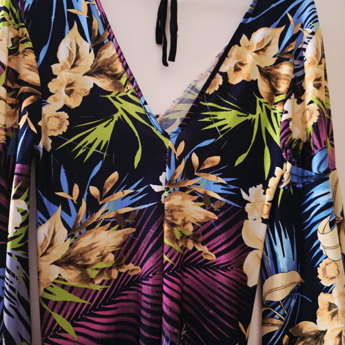 Printed long dress with slits like new, multicolor
