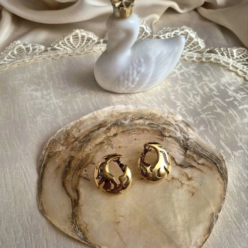 Gold-Plated Vintage Earrings with English Clasp restored