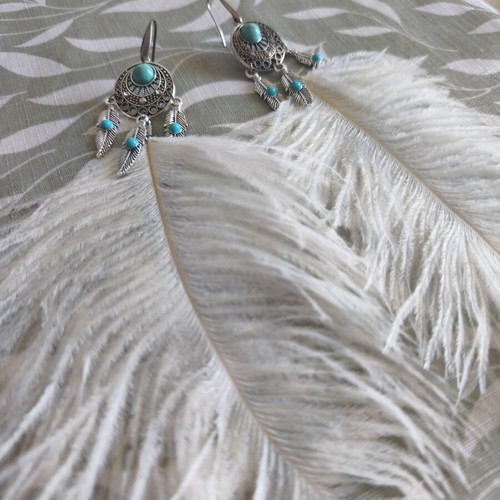 Ostrich Feather Earrings new, white