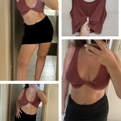 Mind Matter ribbed elastic crop top muted burgundy, like new