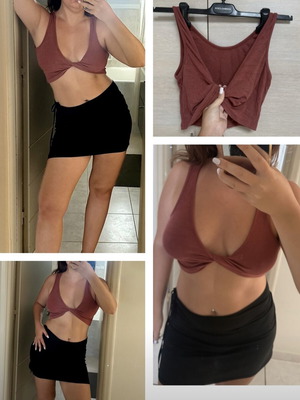 Mind Matter ribbed elastic crop top muted burgundy, like new