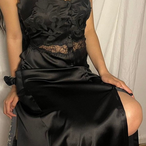 Zara satin midi lingerie dress new with tags, black, size M