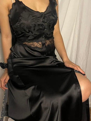 Zara satin midi lingerie dress new with tags, black, size M