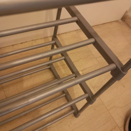 Shoe rack like new, metal rods with plastic joints, 90x74x29.5 cm