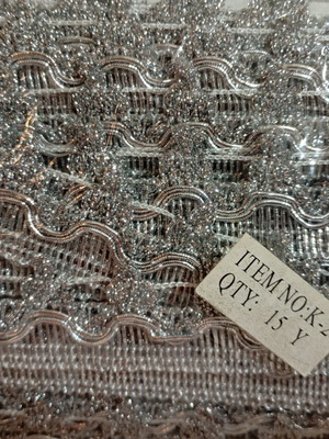 Silver trim 13.7 meters 25 mm width for sewing or crafts new