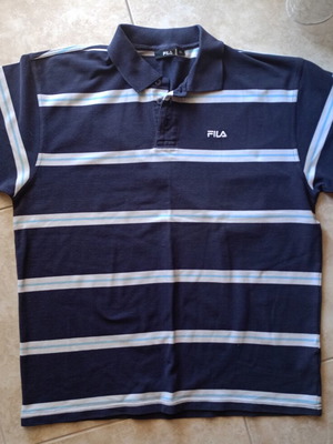 Fila Polo Shirt XL Used Navy Blue Striped