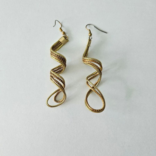 Golden grass earrings like new, handmade boho style