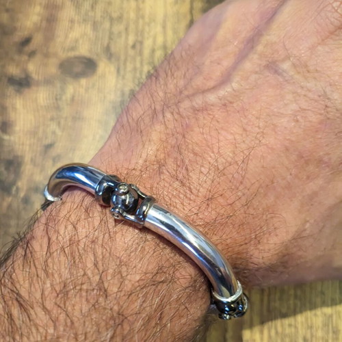 Men's silver hinged bracelet two-tone, like new
