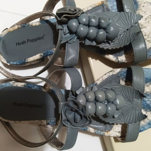 Hush Puppies flat sandals gray-blue floral design size 37 new