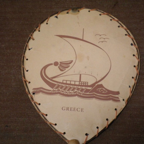 Vintage RODOS- GREECE promotional tourist fan used