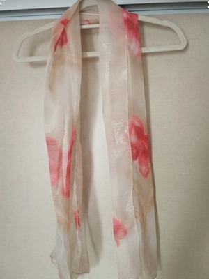 Scarf like new, beige and red, 35×160cm