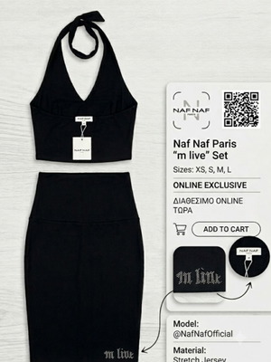 Naf Naf Top and Skirt Set like new, black, s-m