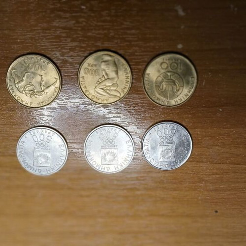 Collectible coins new 500 and 100 drachmas Olympic Games theme