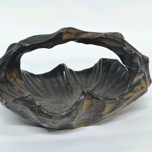 Vintage handmade wooden bowl and basket like new 25×15×15