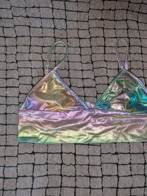Metallic crop top used, size M, Zaful, adjustable straps