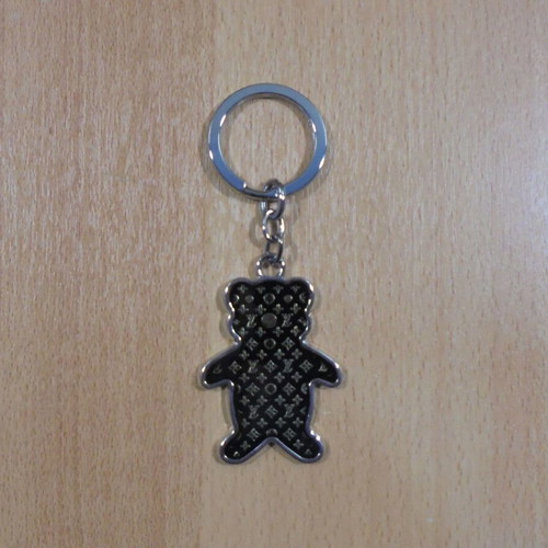 Women's metal keychain with teddy bear like new, black and silver