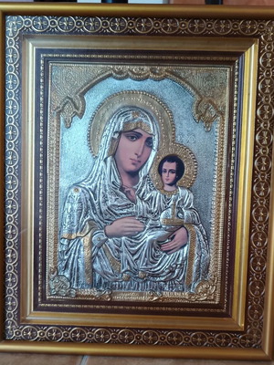 Εικόνα της Παναγίας της Ιεροσολυμίτισσας καλυμμένη από ασήμι και χρυσό 24Κ σαν καινούργια
