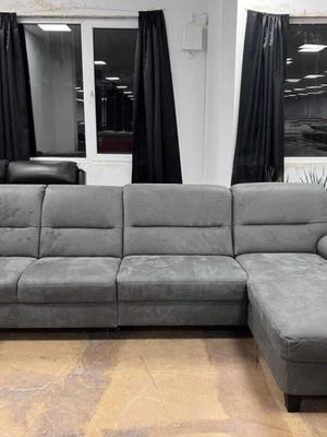 Γκρι υφασμάτινος καναπές τετράθεσιος με ανακλινόμενο και αποθηκευτικό χώρο νέος