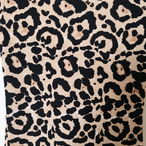 Leopard Midi Dress Like New with Slit in Black and Beige