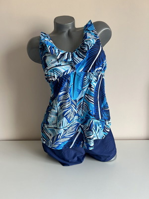 Tankini swimsuit two-piece size L new, blue