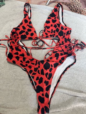 Multifunctional one-piece swimsuit like new, size large, black and red
