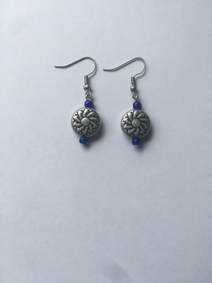 Dangling earrings like new, handmade, blue and silver