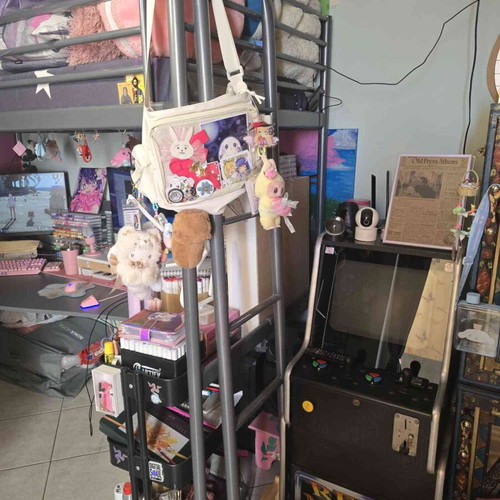 Bunk bed with ladder, desk and mattress like new