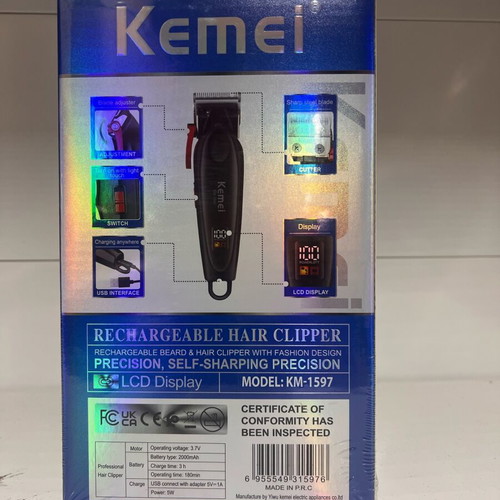Kemei KM-1597 rechargeable professional hair clipper new