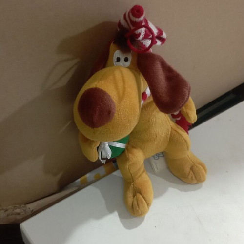Plush dog used, hanging, 18 cm height