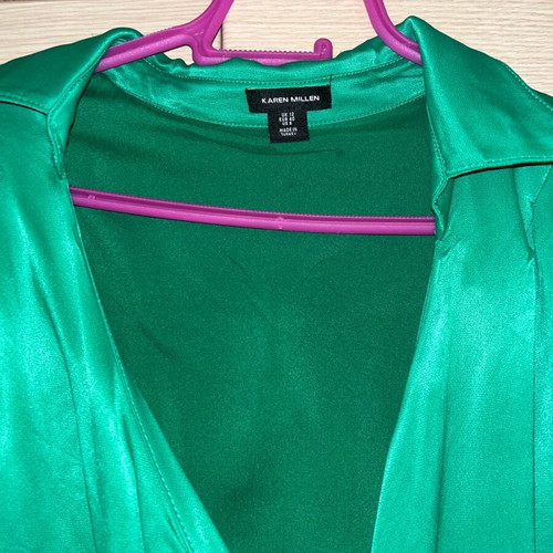 Karen Millen green wrap dress like new with shoulder pads