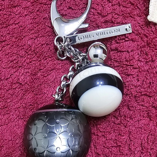 Louis Vuitton Mini Lin Croisette Keychain black and silver
