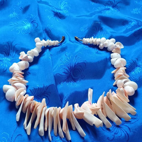 Handmade summer necklace with natural shells, boho beach style