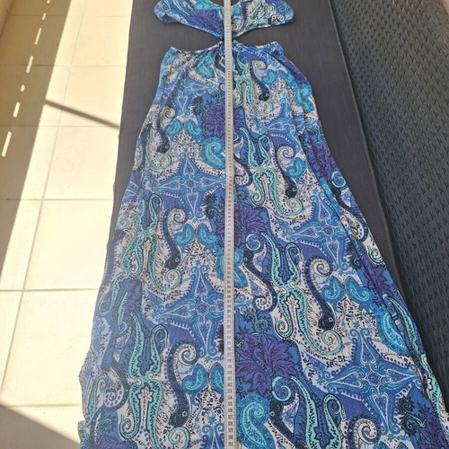 Maxi dress blue with opening, like new, cotton