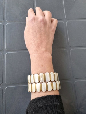 Vintage bracelet set used brass with mother of pearl