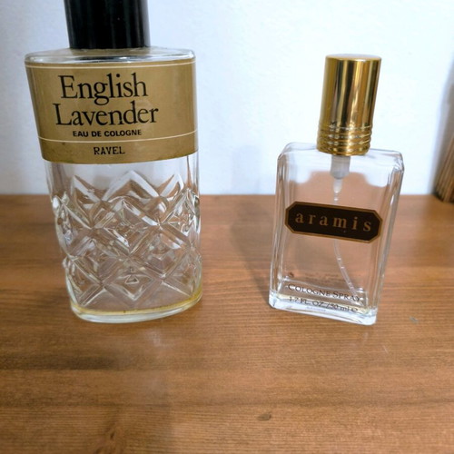 Perfume bottles used, set of 4 empty glass