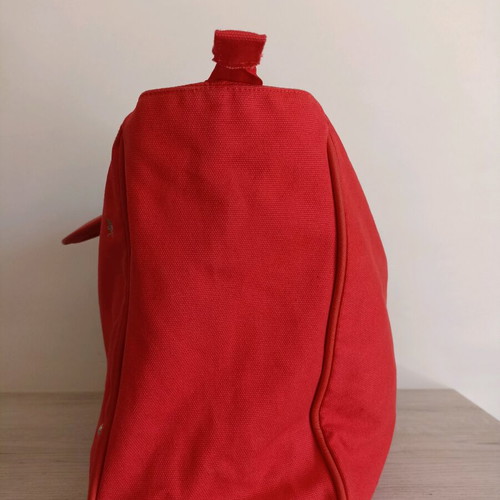 Pomikaki women's bag used, red, cotton and leather