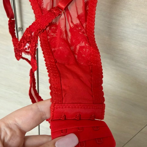 Red lace mesh body lingerie bodysuit new