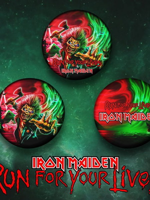 Iron Maiden Run for Your Lives Pins 3.2cm set of 3 new
